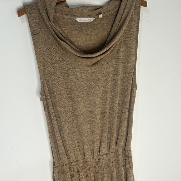 SOFT SURROUNDINGS Kerry Cowl Neck Sleeveless Knit Dress Tan Size Medium - Picture 13 of 16